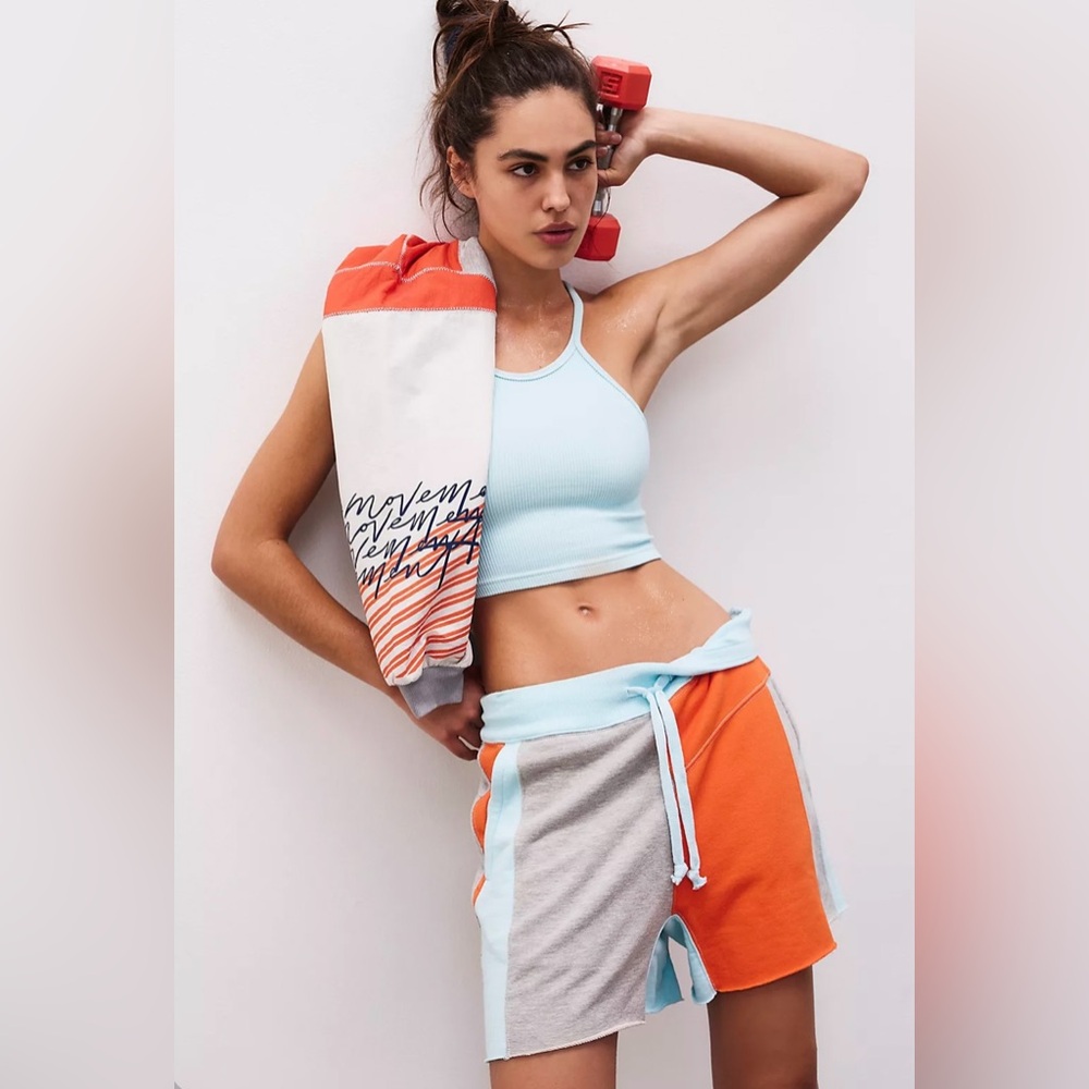 Sale!▪️NWT Free People Piece Of Me Color-block Shorts in Heather Grey Combo